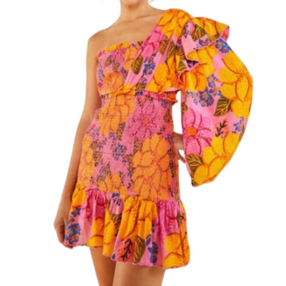 NWT Farm Rio Flowers Garden One Shoulder Mini Dress Size XL - Picture 15 of 15